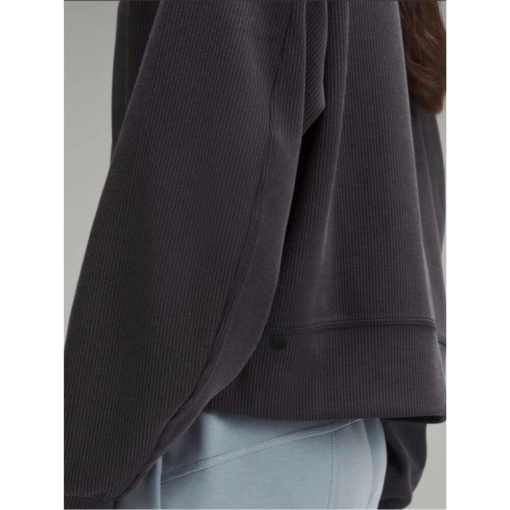 Lululemon Softstreme Cropped Crew Oversized Washed Black Charcoal M/L